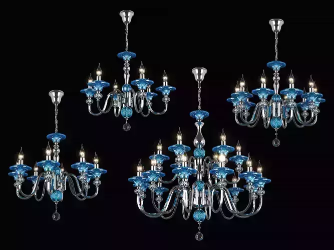 699064 Azzurro Osgona Collection of Murano Glass Lamps 