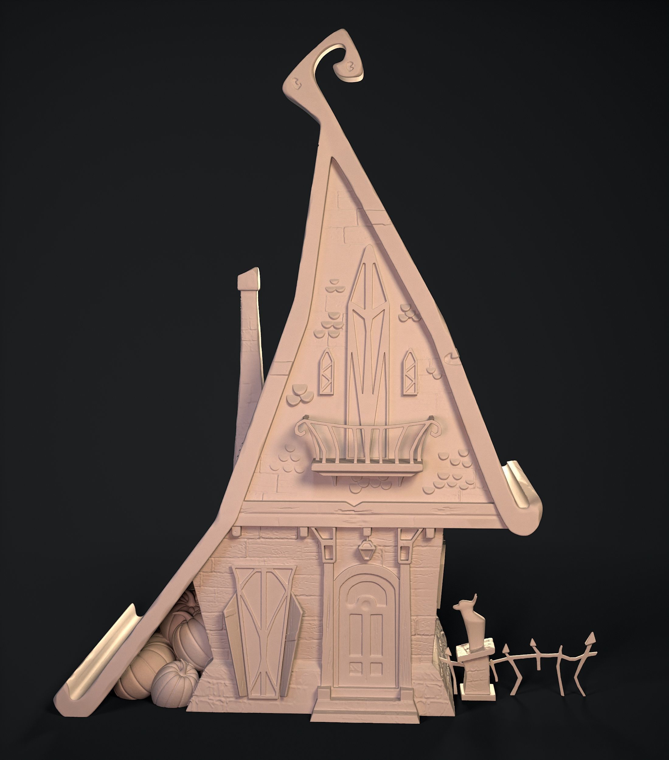 cartoon house for Halloween 3D print model_2