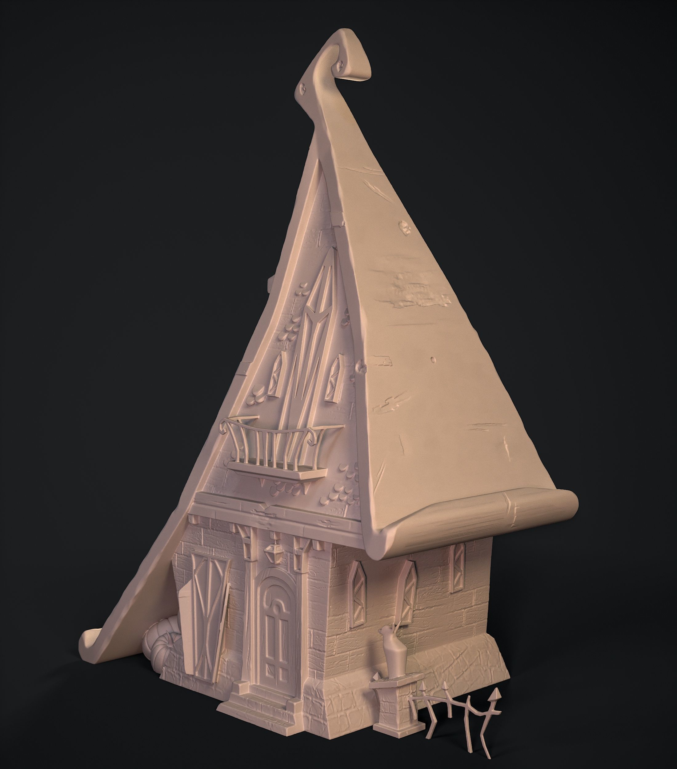cartoon house for Halloween 3D print model_3