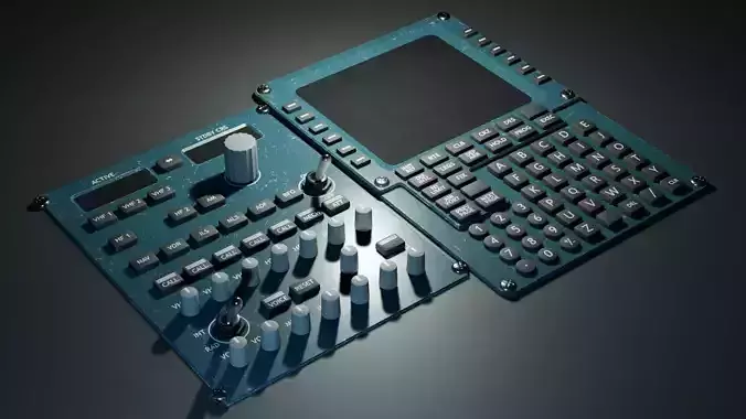 Airplane Radio panel and Flight Managment Computer low-poly