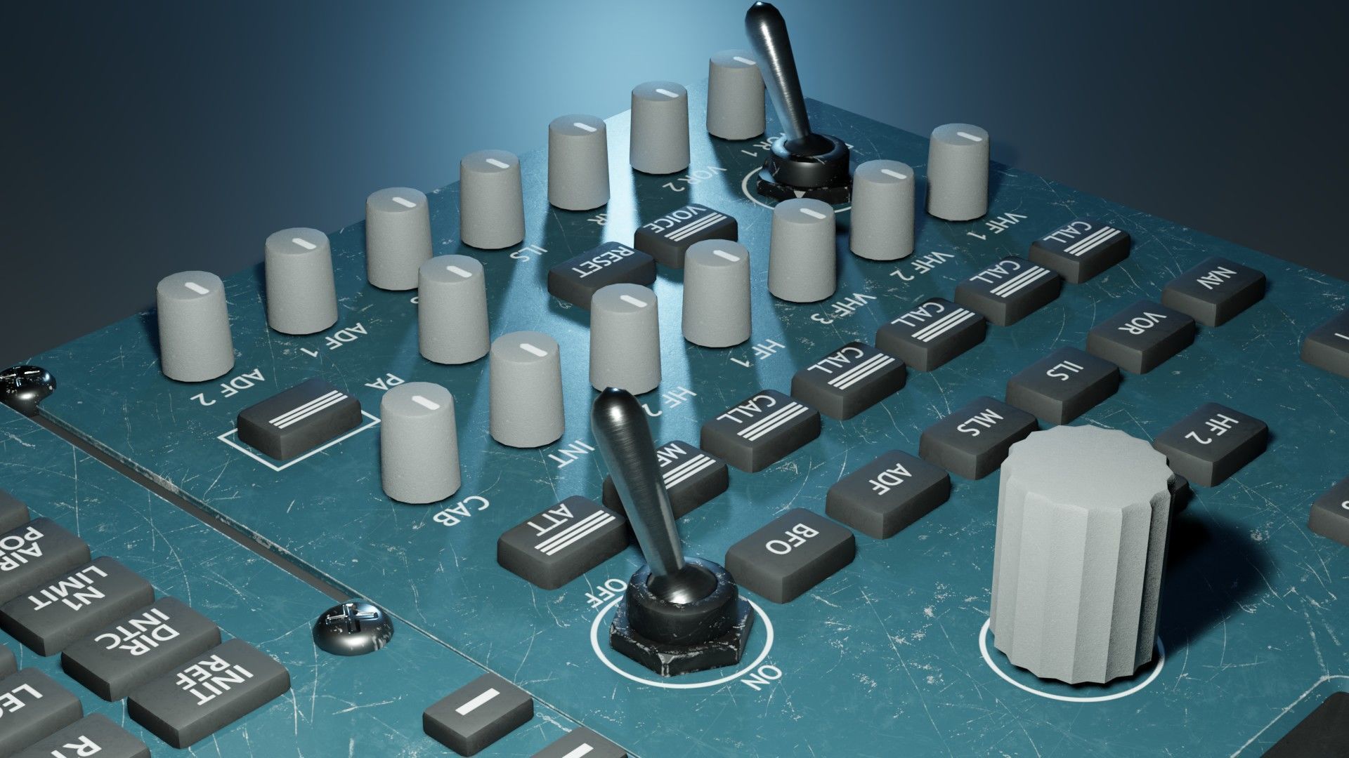 Airplane Radio panel and Flight Managment Computer low-poly Low-poly 3D model_2