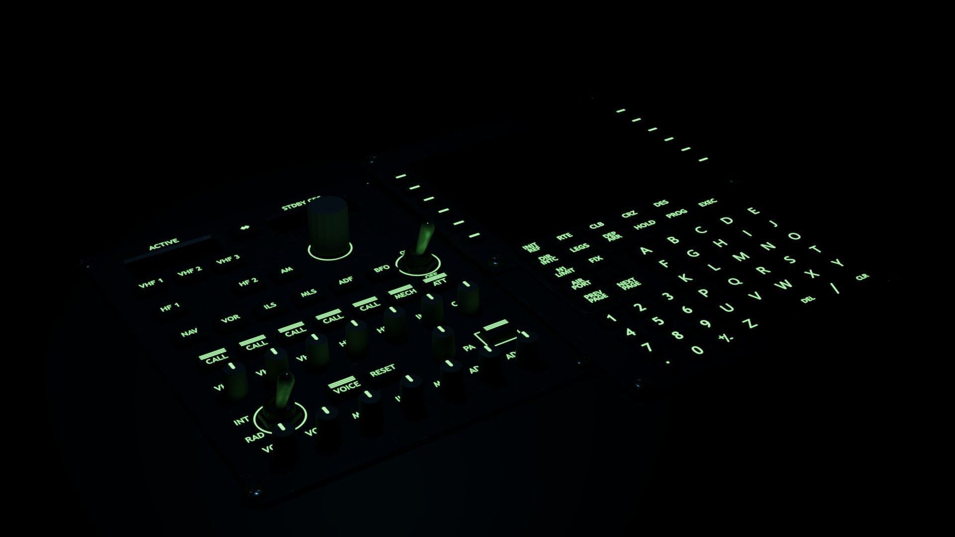 Airplane Radio panel and Flight Managment Computer low-poly Low-poly 3D model_4