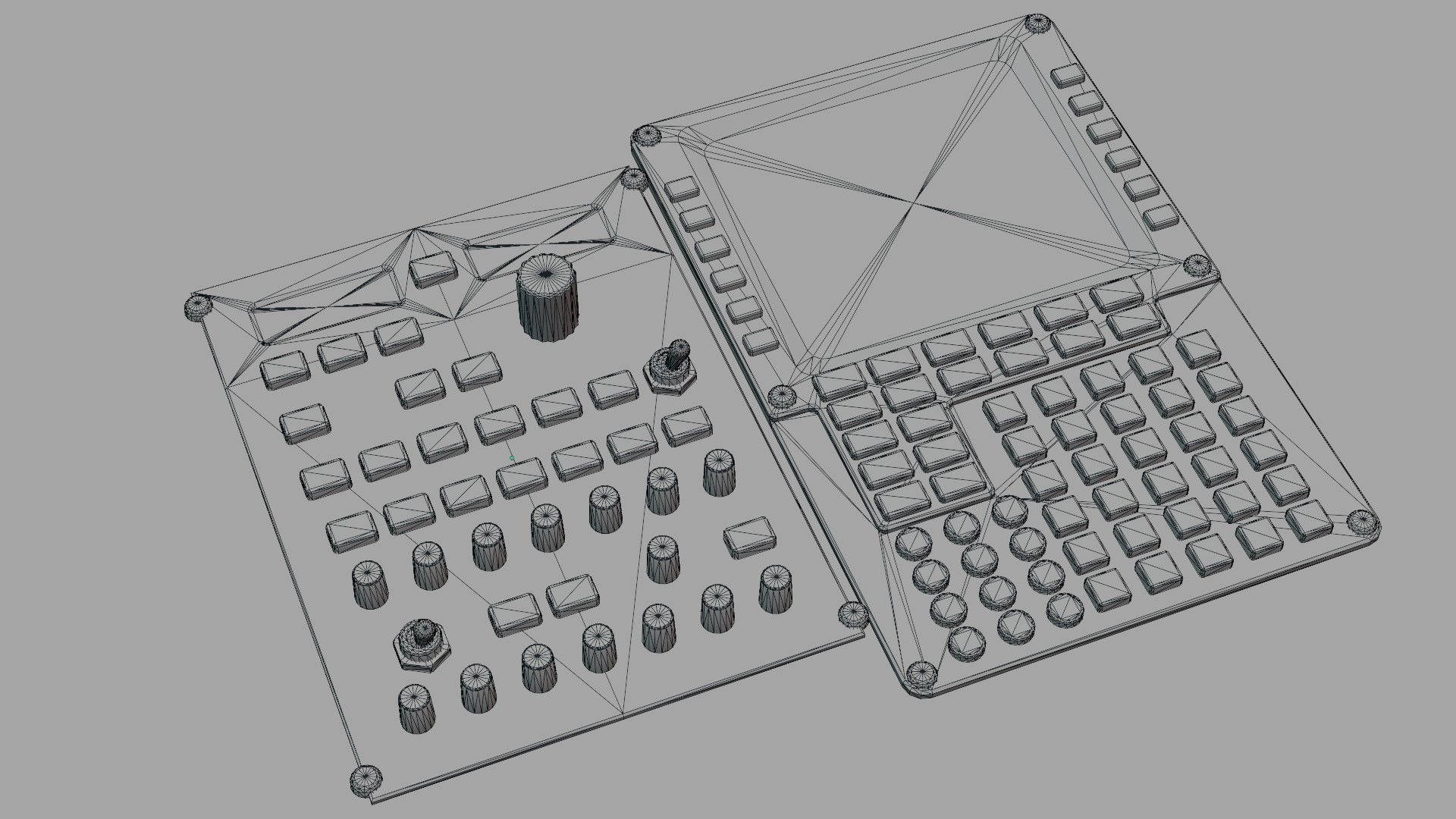 Airplane Radio panel and Flight Managment Computer low-poly Low-poly 3D model_6