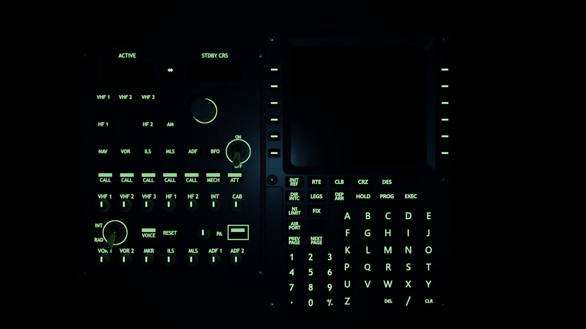 Airplane Radio panel and Flight Managment Computer low-poly Low-poly 3D model_5