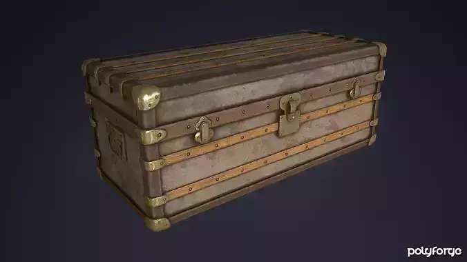 Travel Steamer Trunk Chest Old Luggage - Prop Game Ready