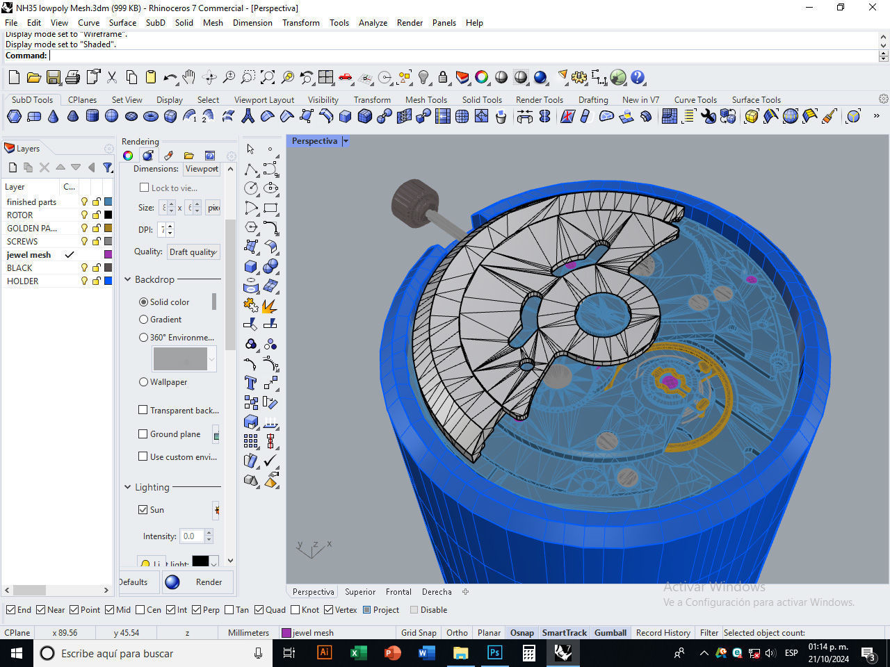 NH35 Mechanical Watch Movement Low-poly 3D model_25