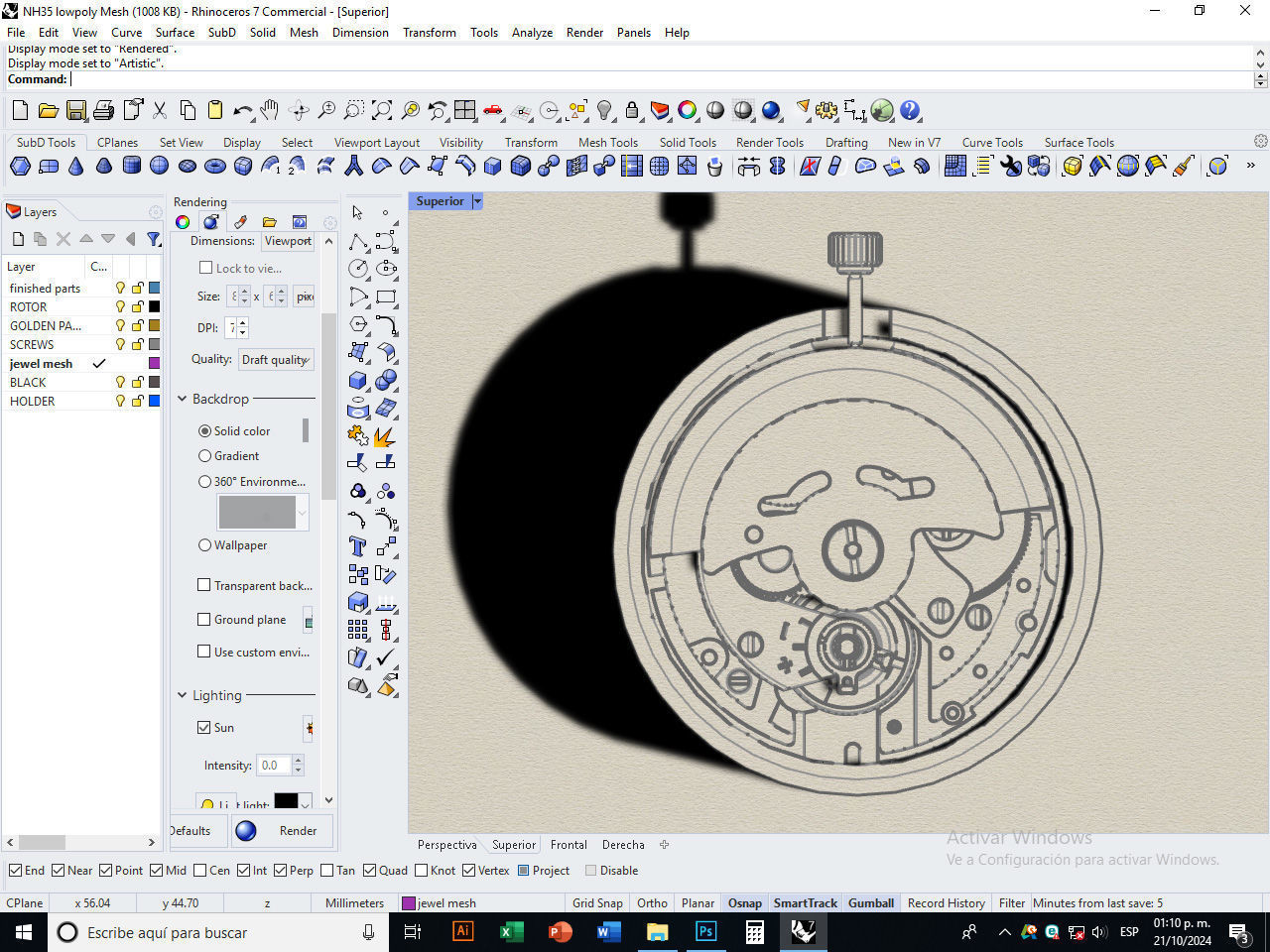 NH35 Mechanical Watch Movement Low-poly 3D model_20
