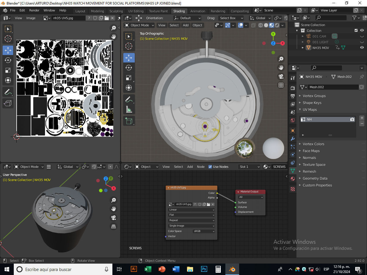 NH35 Mechanical Watch Movement Low-poly 3D model_2