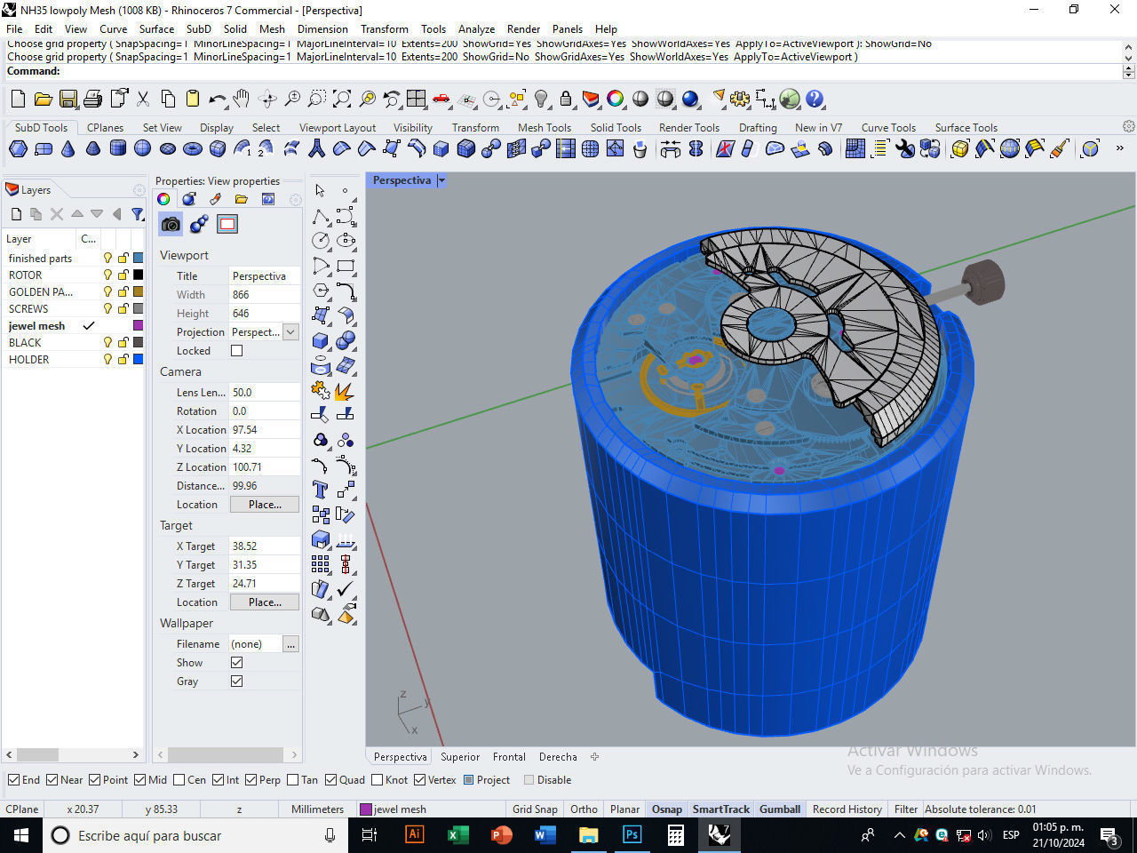 NH35 Mechanical Watch Movement Low-poly 3D model_13