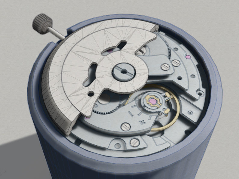 NH35 Mechanical Watch Movement Low-poly 3D model_3