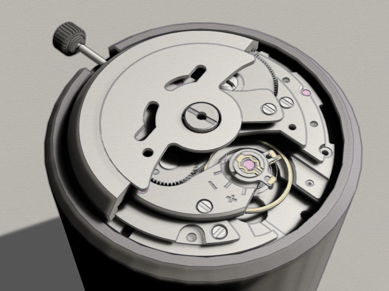 NH35 Mechanical Watch Movement Low-poly 3D model_4