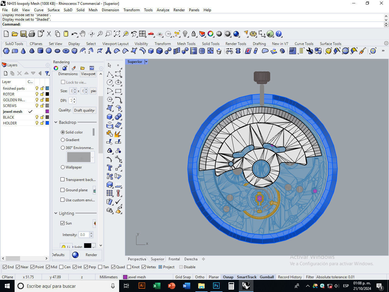 NH35 Mechanical Watch Movement Low-poly 3D model_17