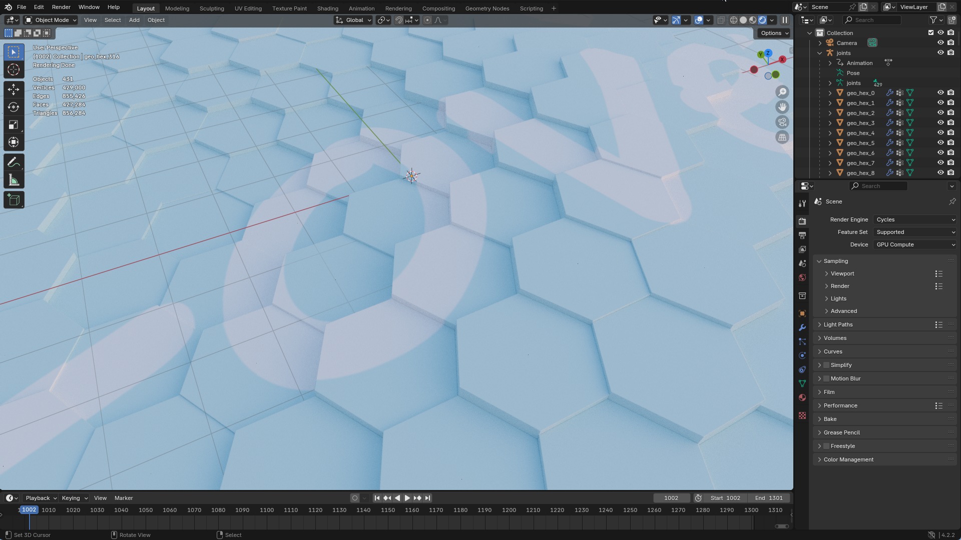 Hexagon grid seamless loop animation 2 3D model_4