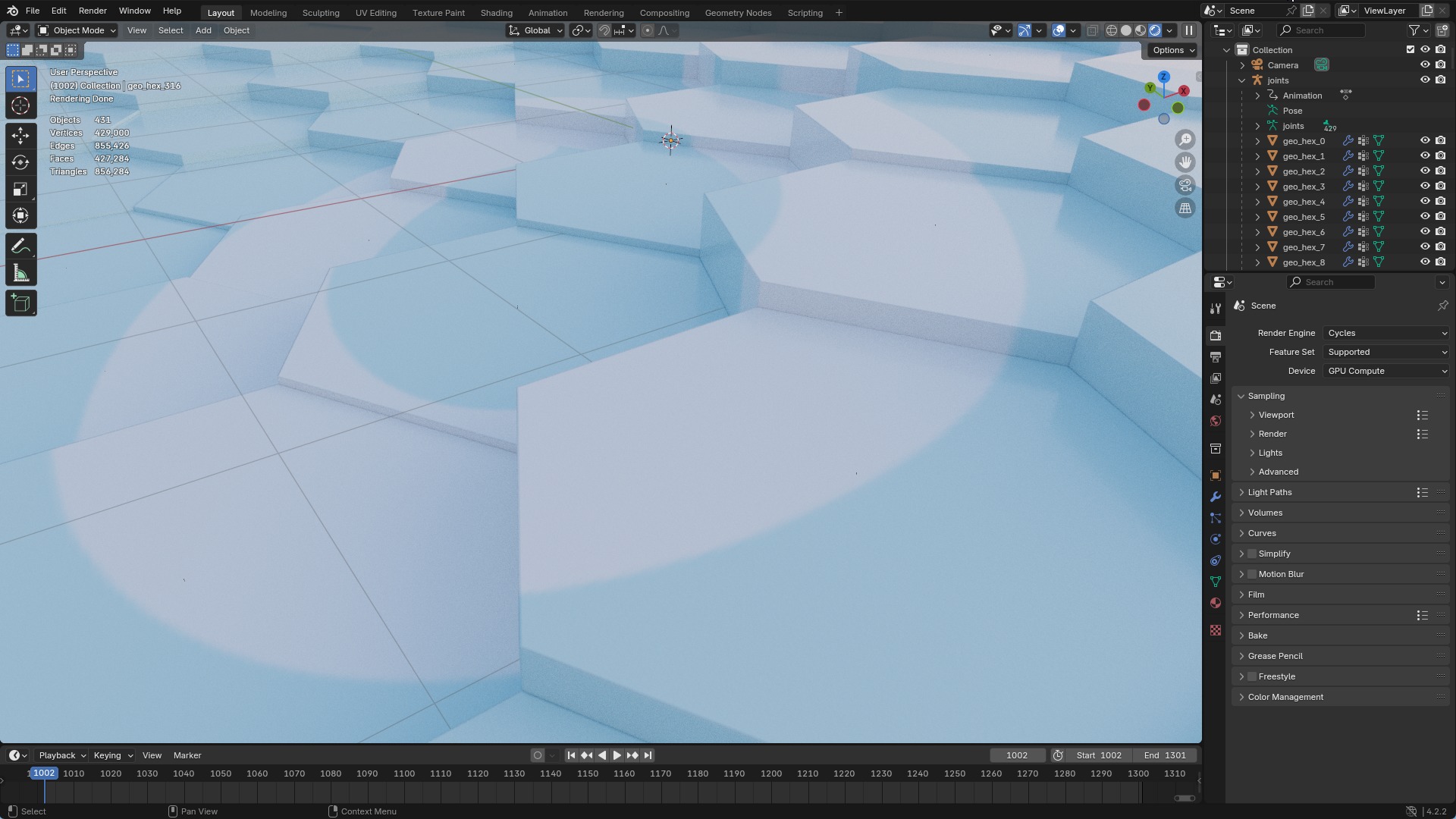Hexagon grid seamless loop animation 2 3D model_5