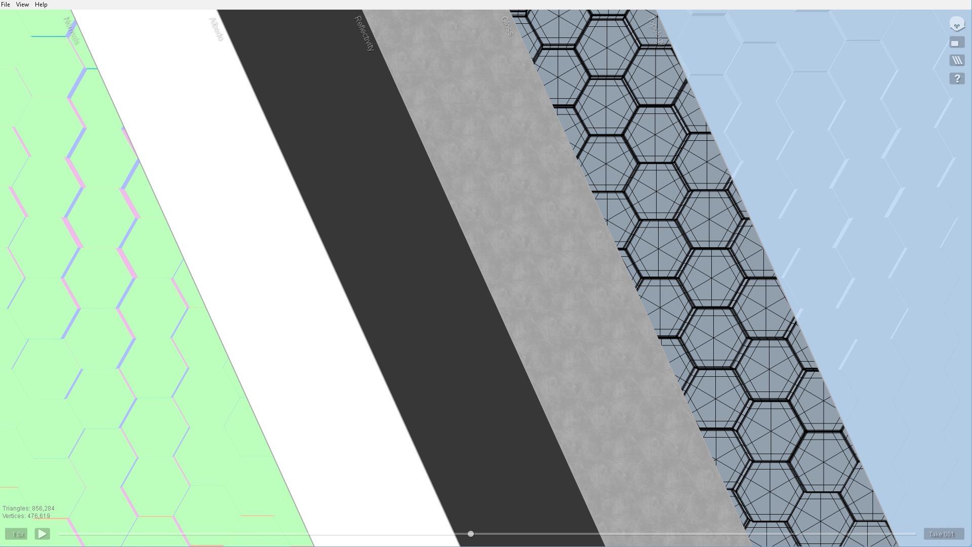 Hexagon grid seamless loop animation 2 3D model_7