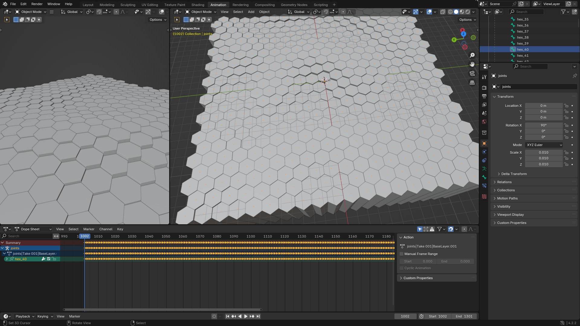 Hexagon grid seamless loop animation 2 3D model_9