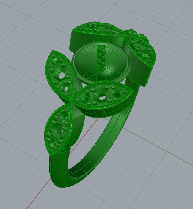 Pearl and diamonds ring 3D print model_2