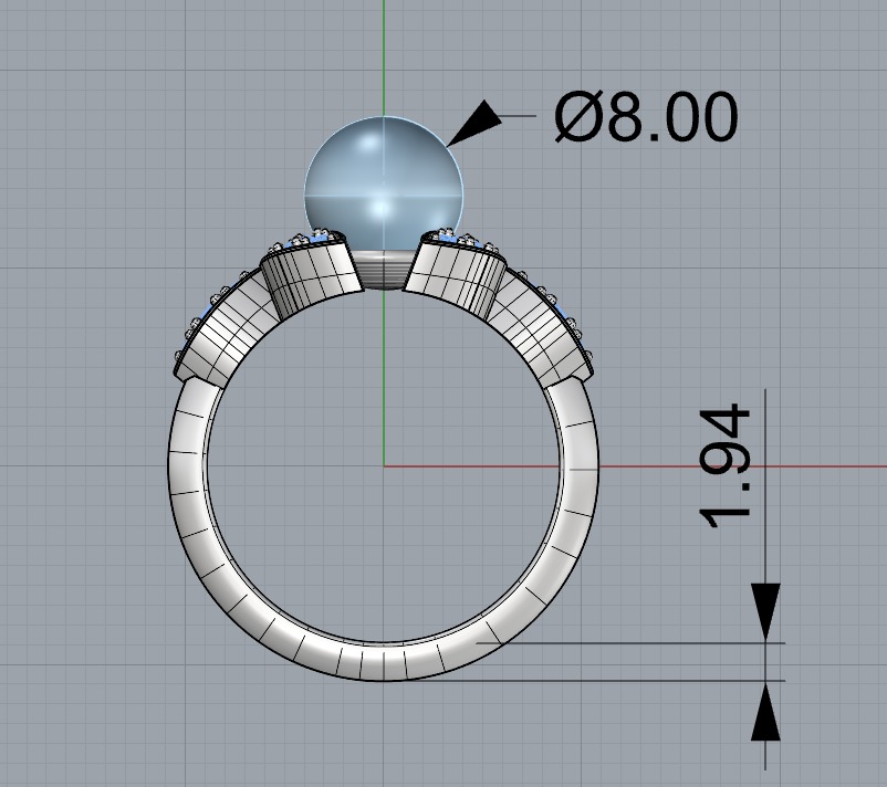 Pearl and diamonds ring 3D print model_3