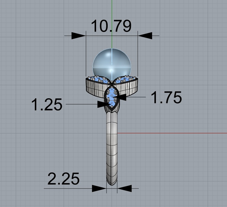 Pearl and diamonds ring 3D print model_4