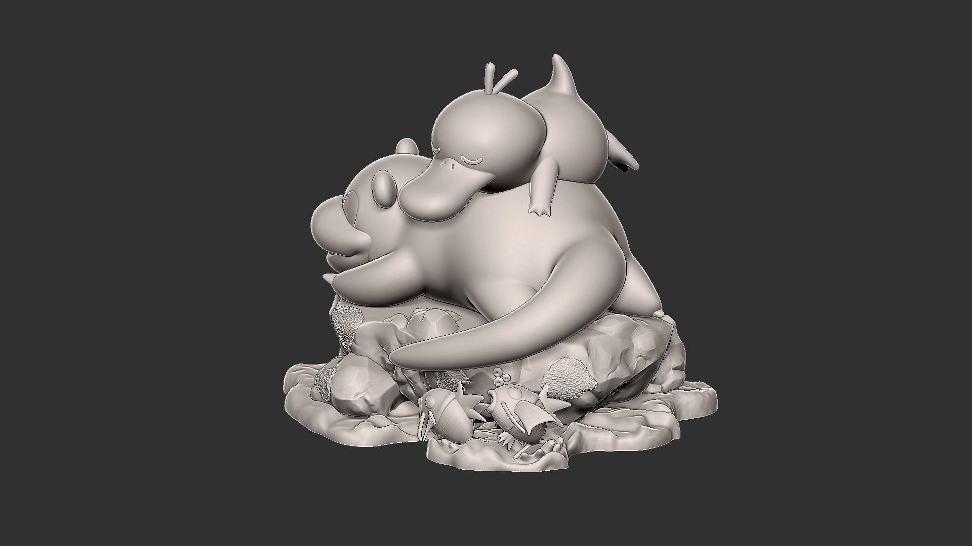 Slowpoke and Psyduck diorama 3D print model_4