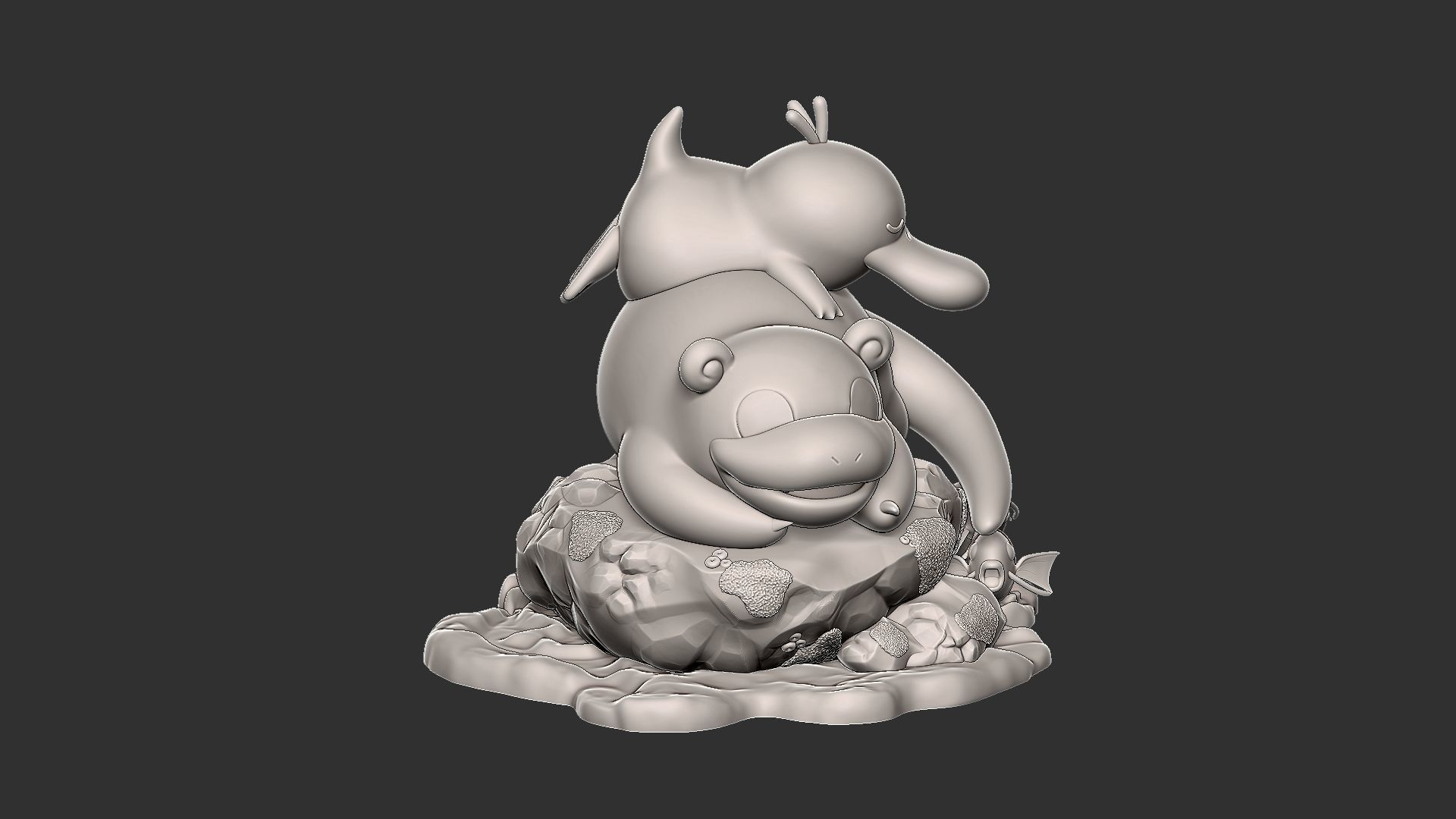 Slowpoke and Psyduck diorama 3D print model_8