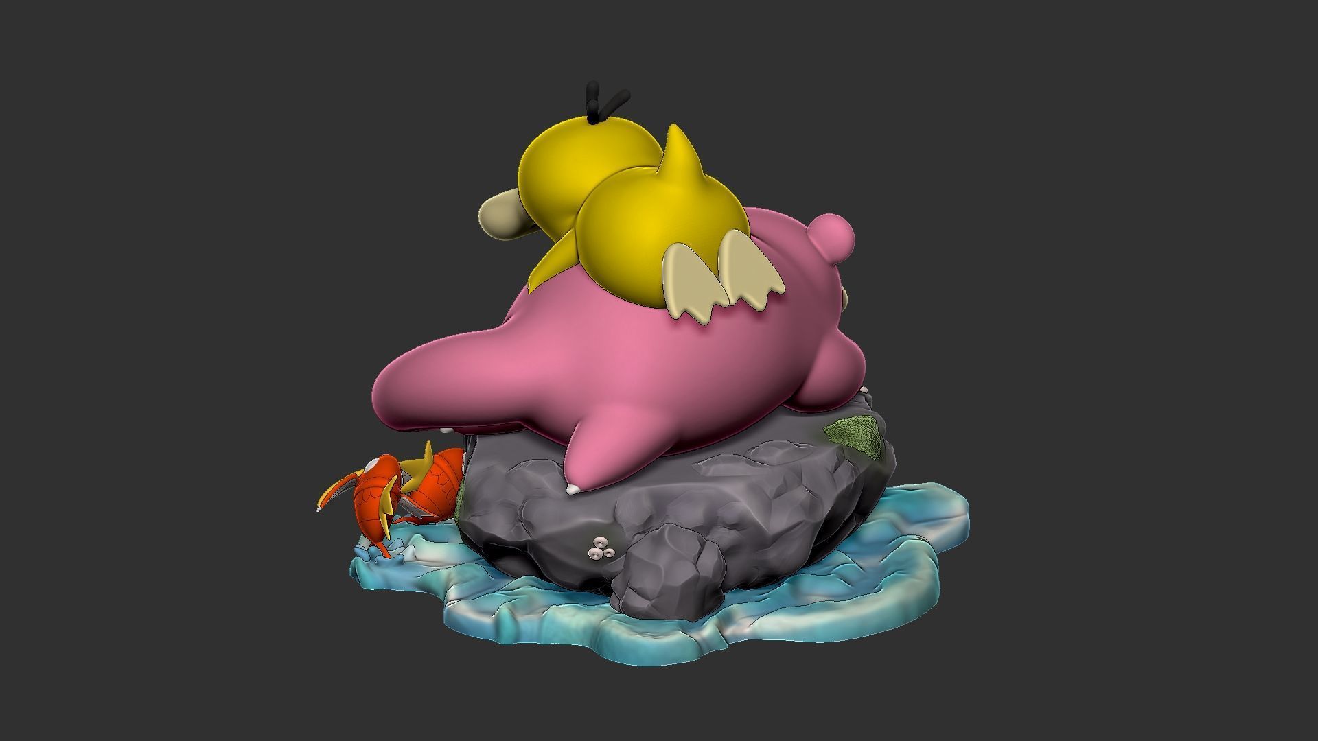 Slowpoke and Psyduck diorama 3D print model_5