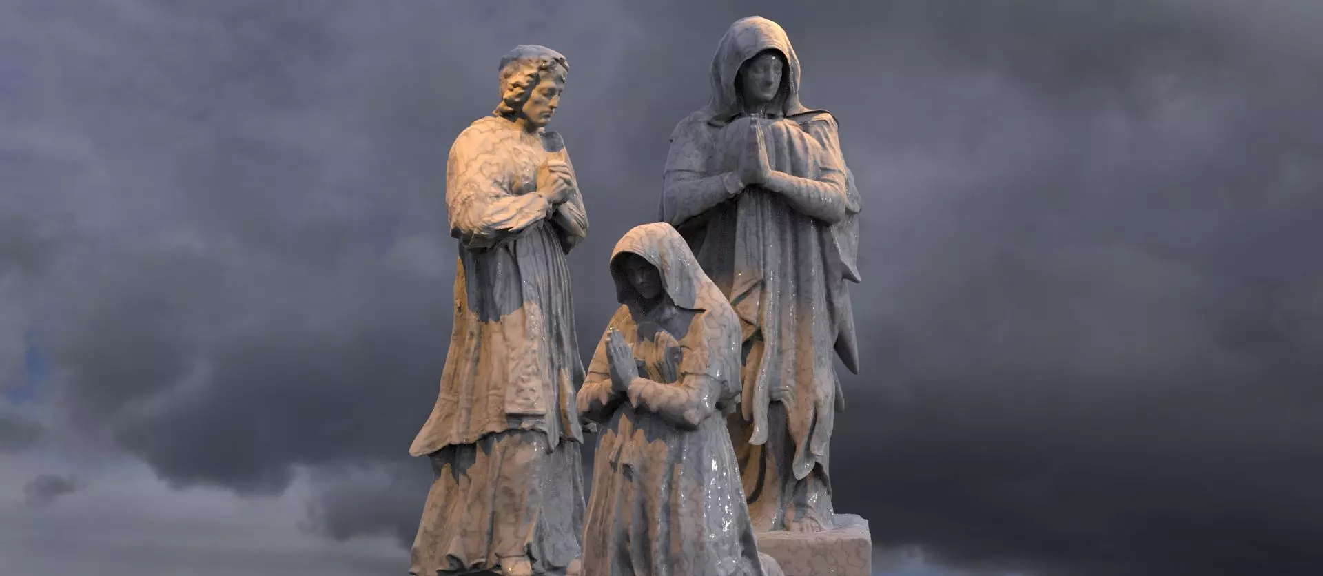 Renaissance  Prayer statues 3 3D model_0