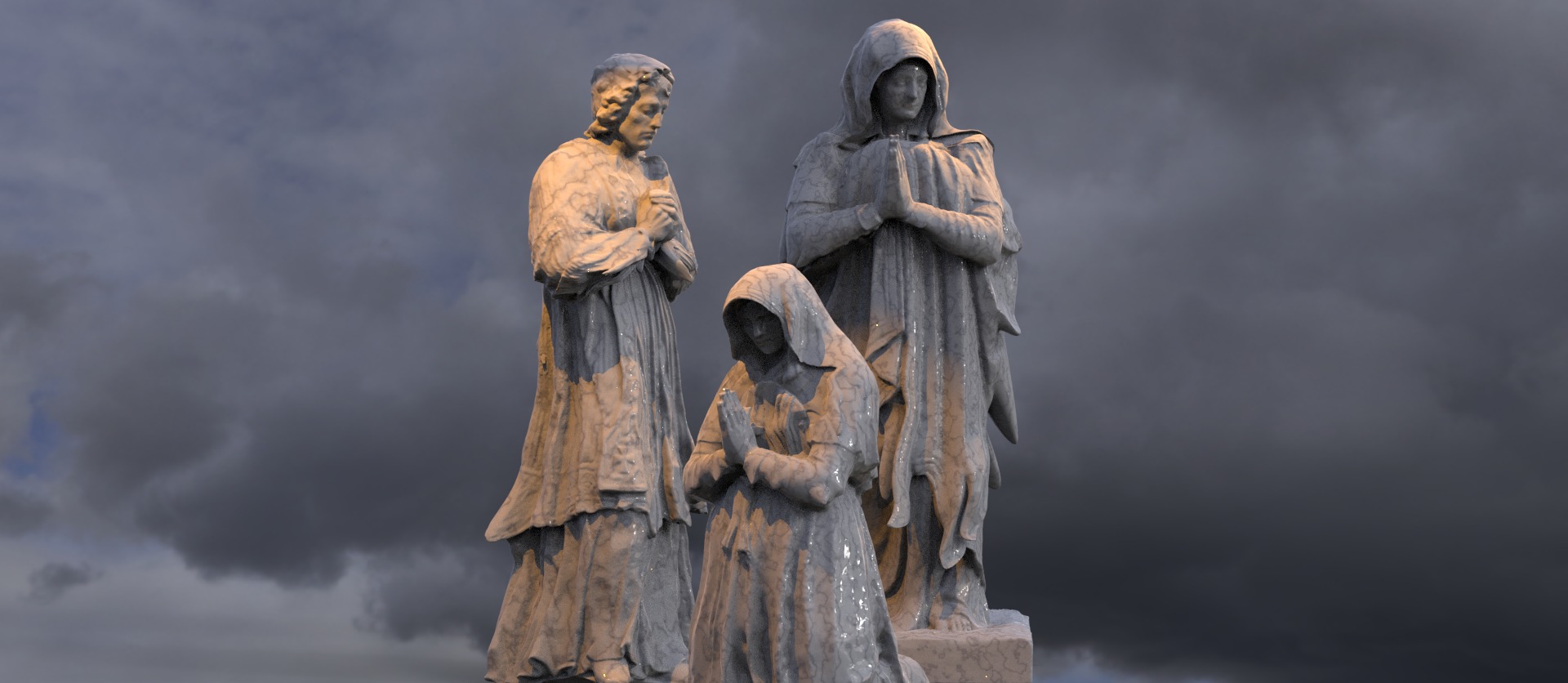 Renaissance  Prayer statues 3 3D model_1