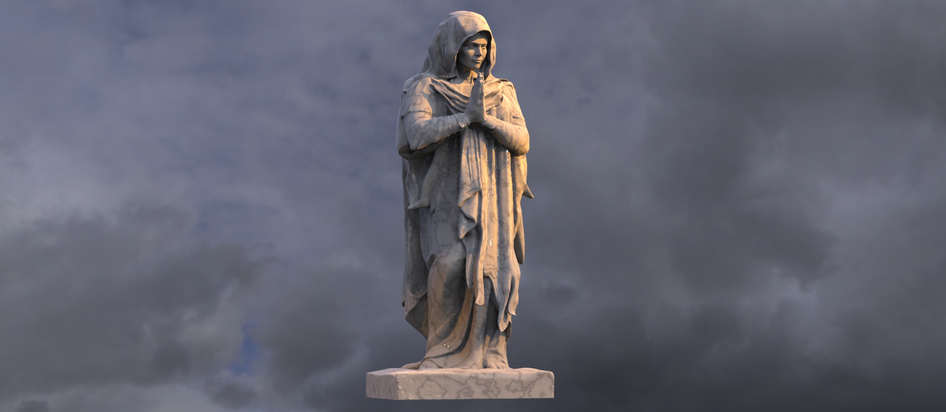 Renaissance Mary prayer statues  3D model_13