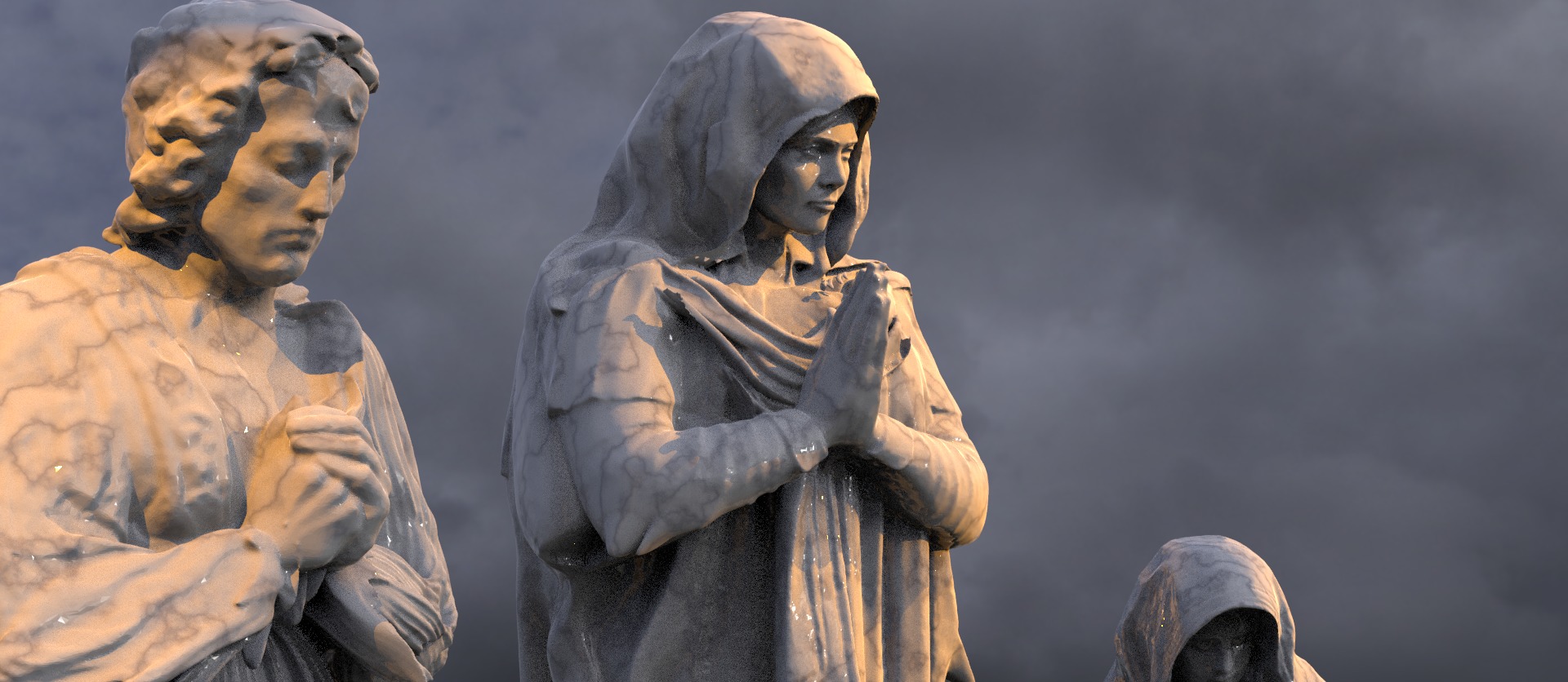 Renaissance Mary prayer statues  3D model_1