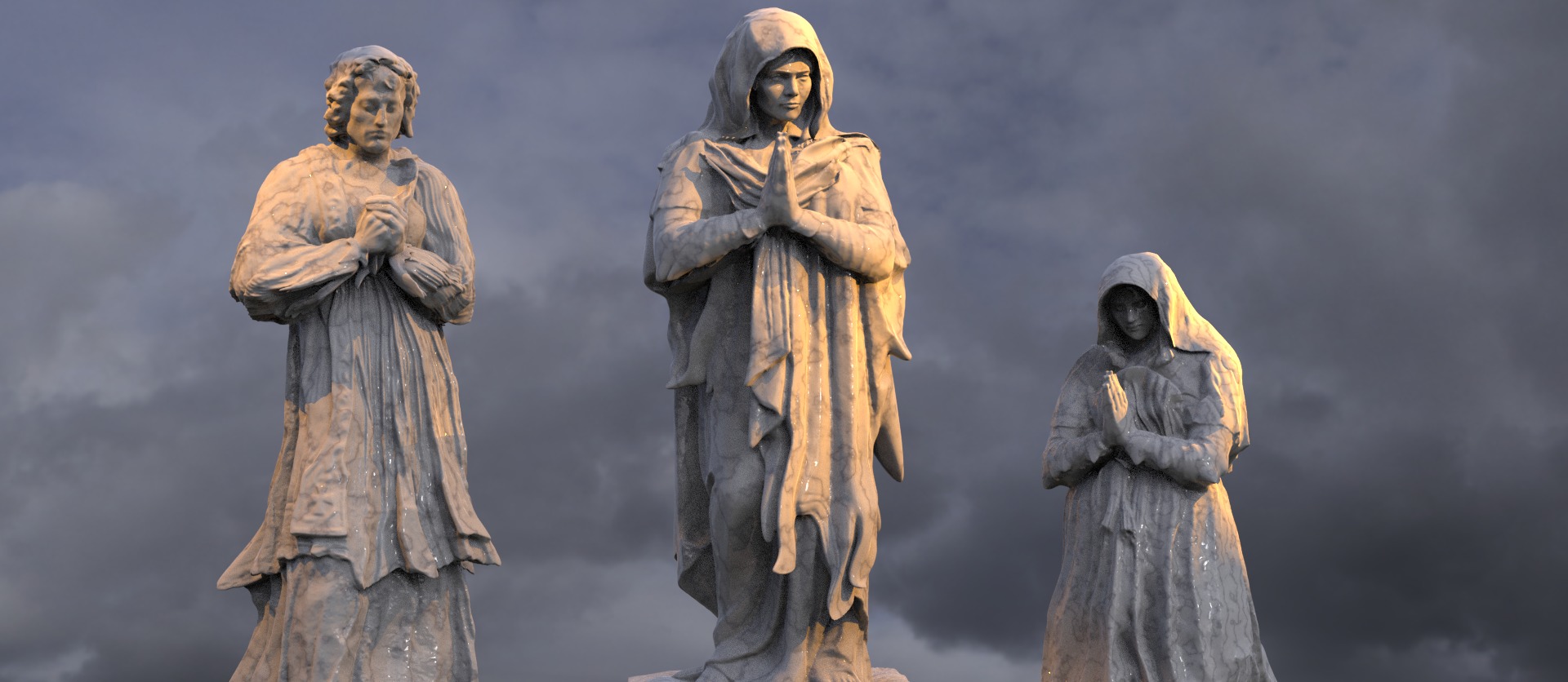 Renaissance Mary prayer statues  3D model_2