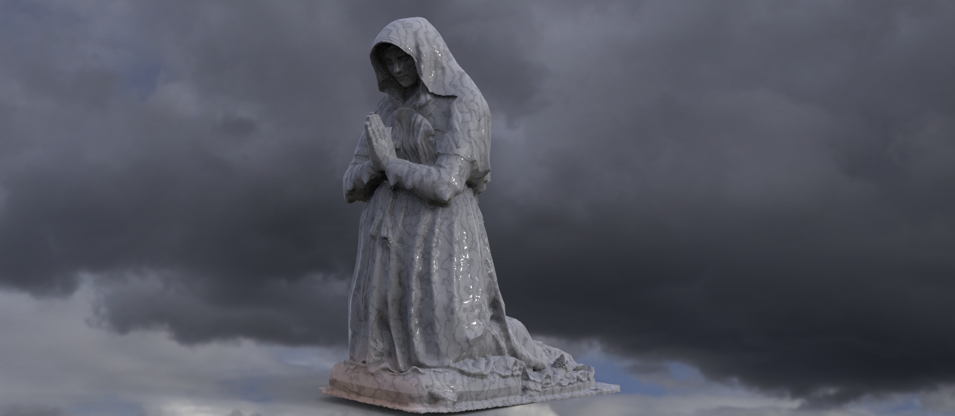 Renaissance Mary prayer statues  3D model_3