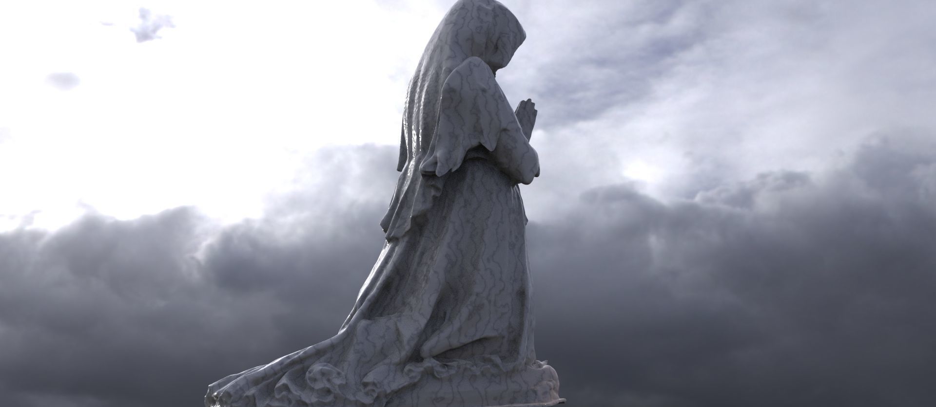 Renaissance Mary prayer statues  3D model_10