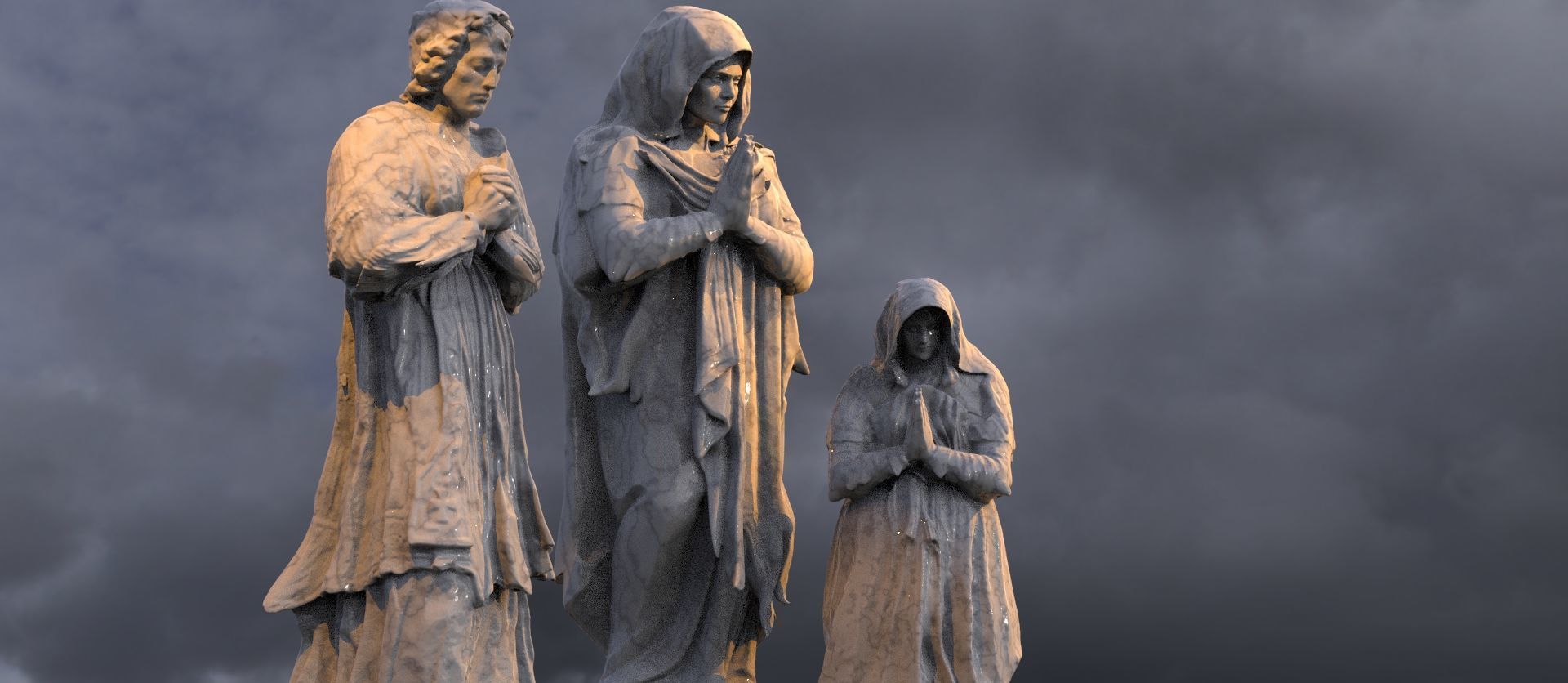 Renaissance Mary prayer statues  3D model_12