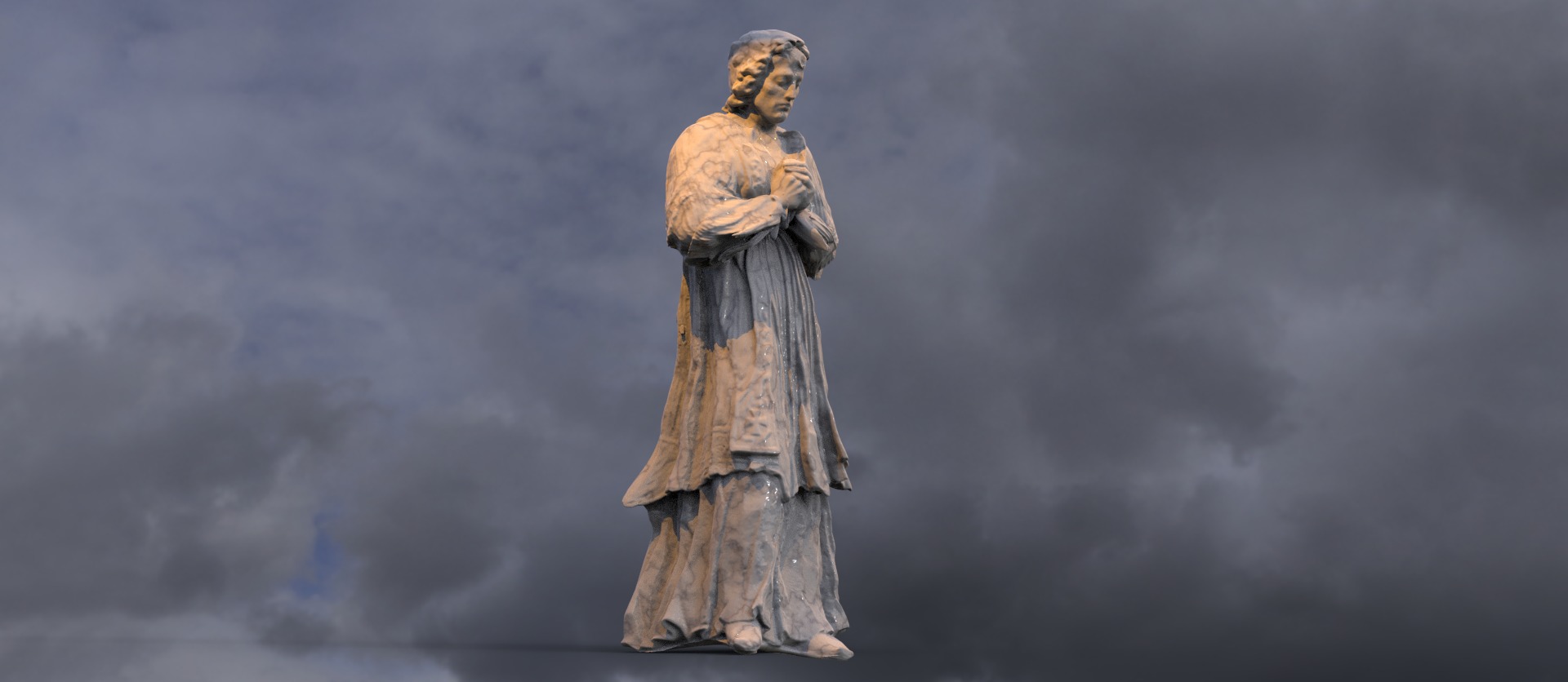 Renaissance Mary prayer statues  3D model_8