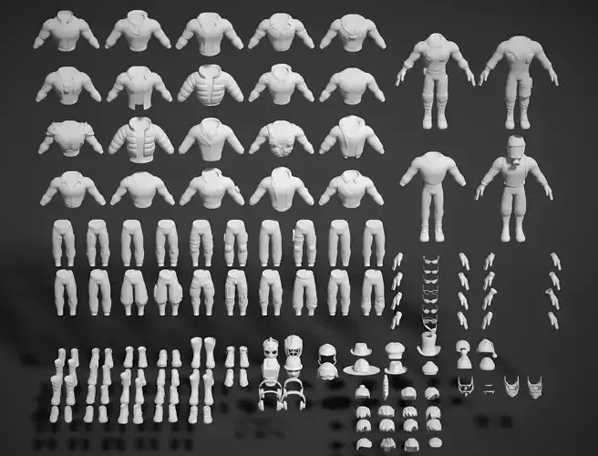 Modular Male Kitbash Low-poly 3D model