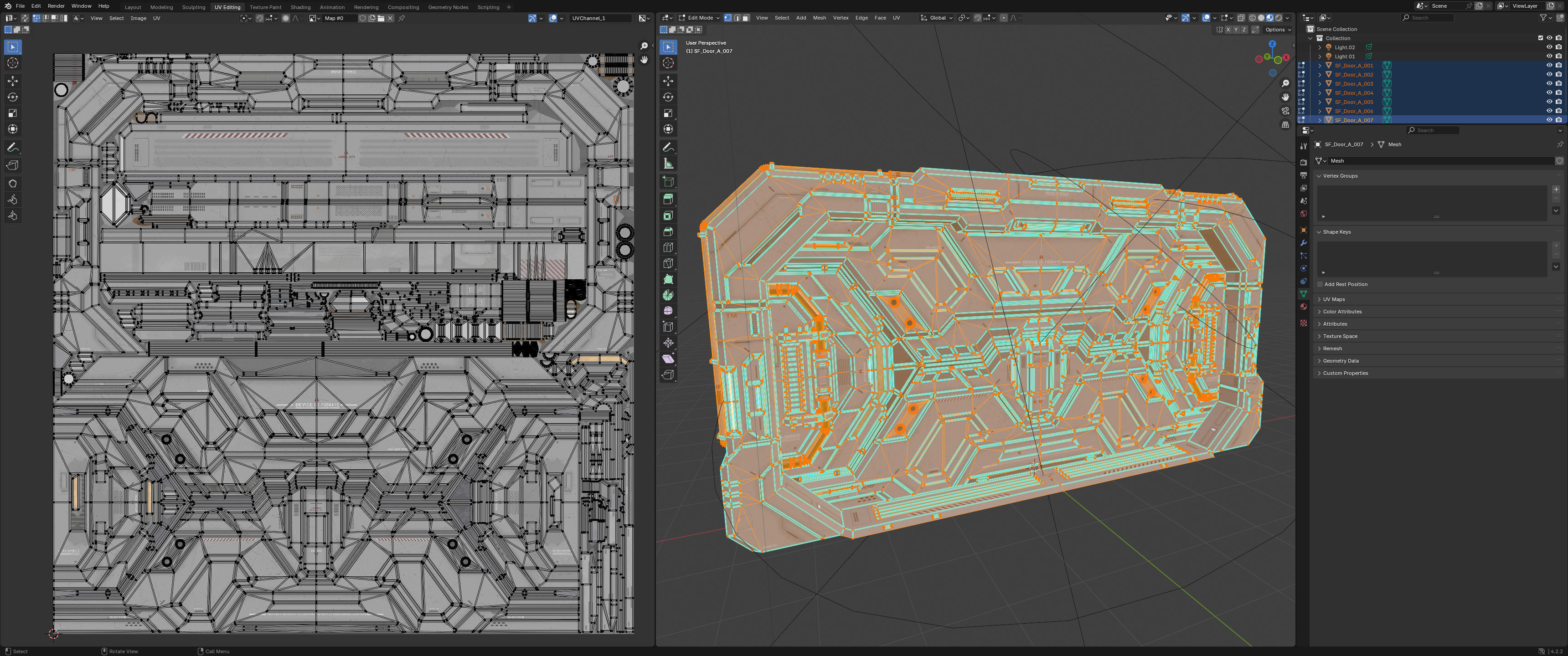 Sci-Fi Door Kit Vol 01-Type A-PBR Low-poly 3D model_6