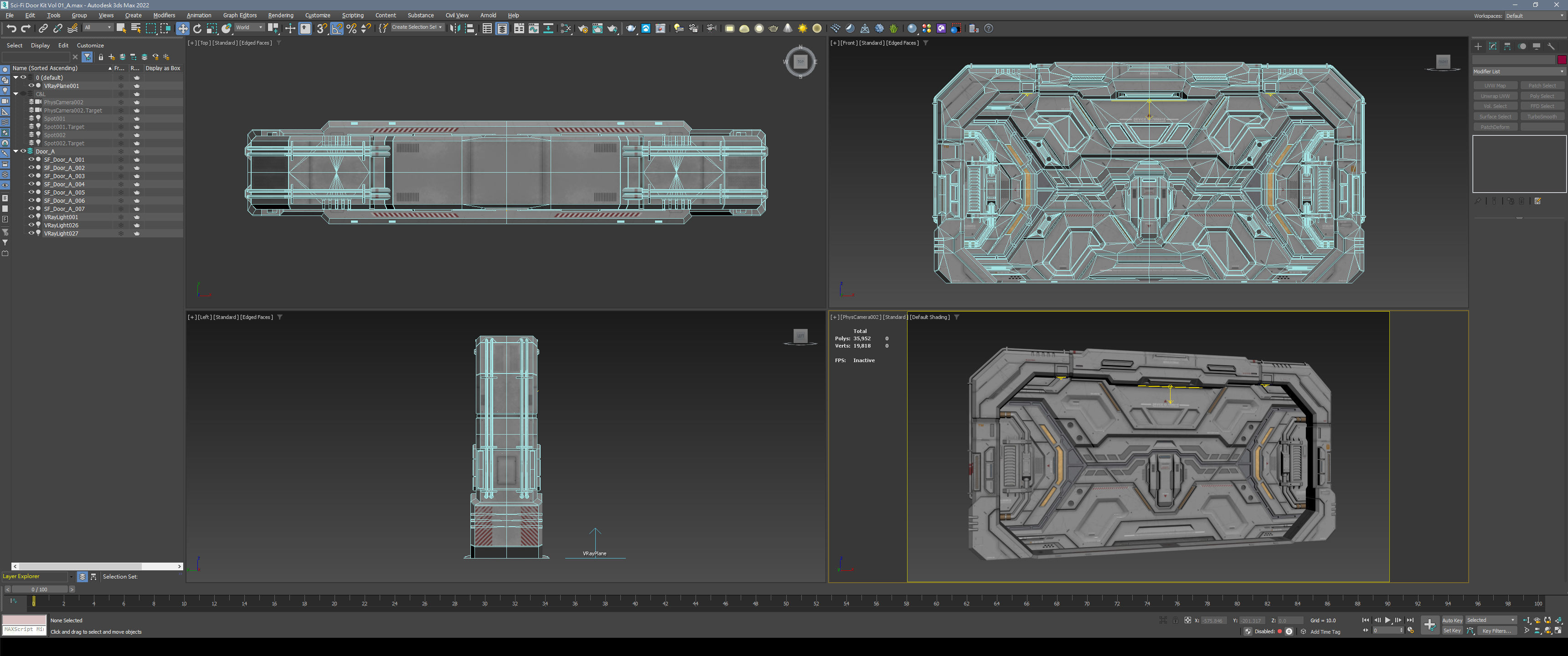 Sci-Fi Door Kit Vol 01-Type A-PBR Low-poly 3D model_3