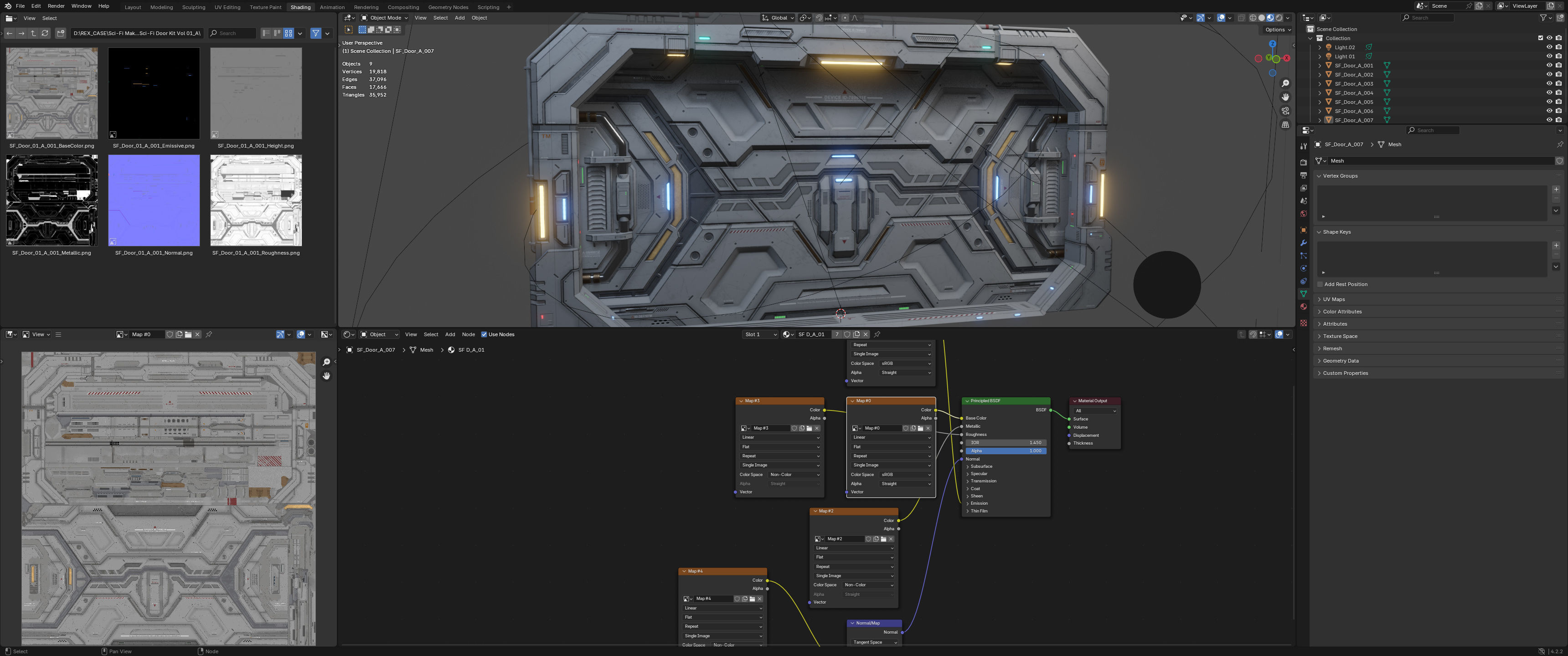 Sci-Fi Door Kit Vol 01-Type A-PBR Low-poly 3D model_5