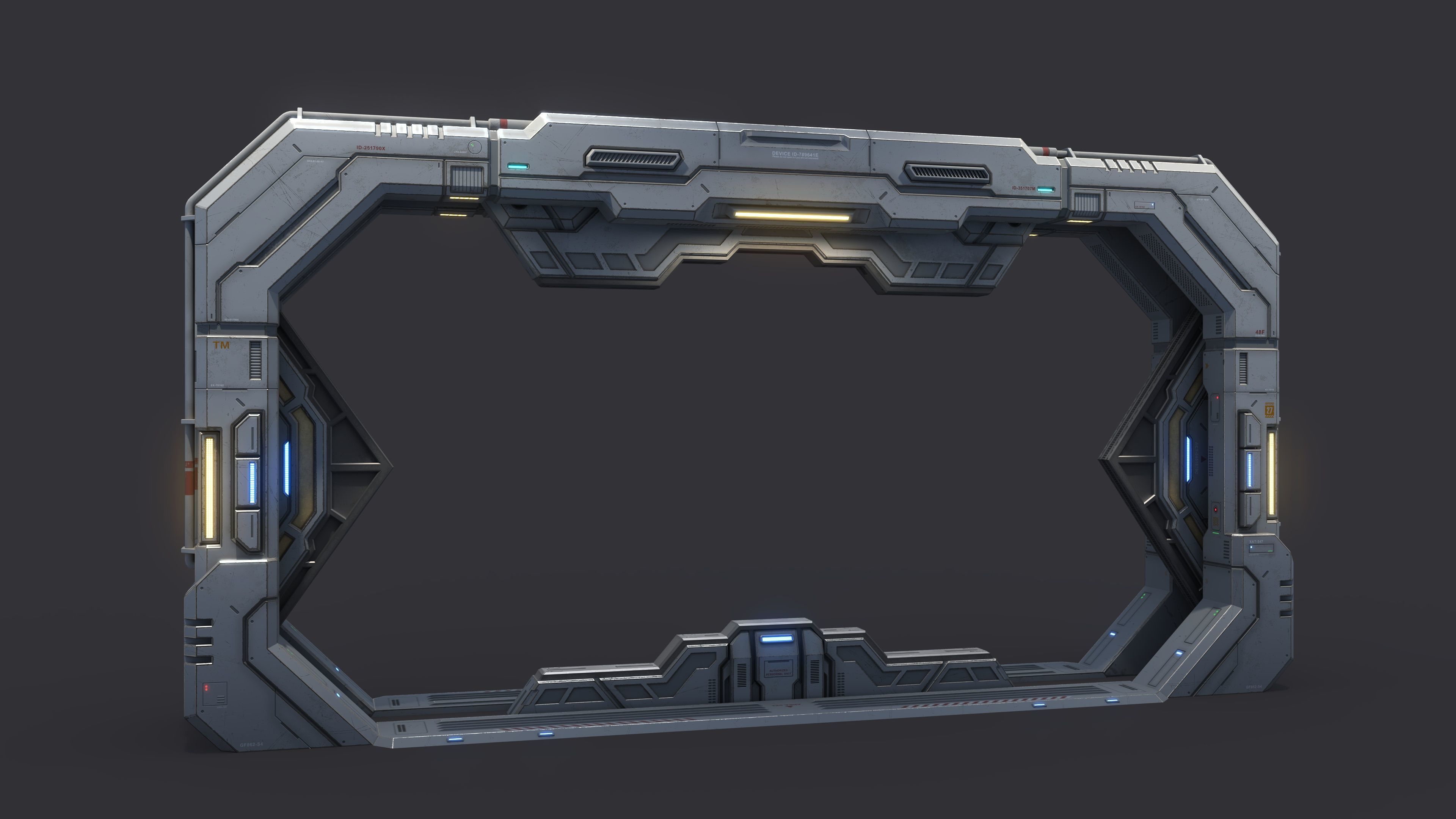 Sci-Fi Door Kit Vol 01-Type A-PBR Low-poly 3D model_1