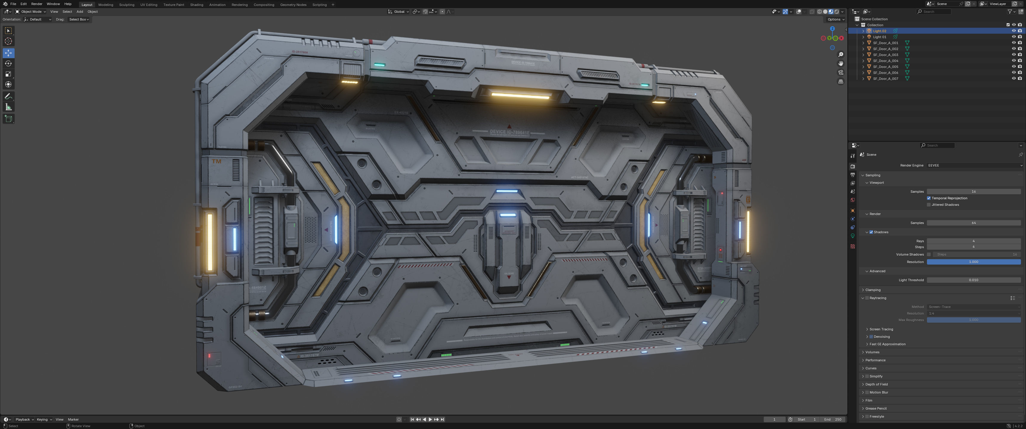 Sci-Fi Door Kit Vol 01-Type A-PBR Low-poly 3D model_4