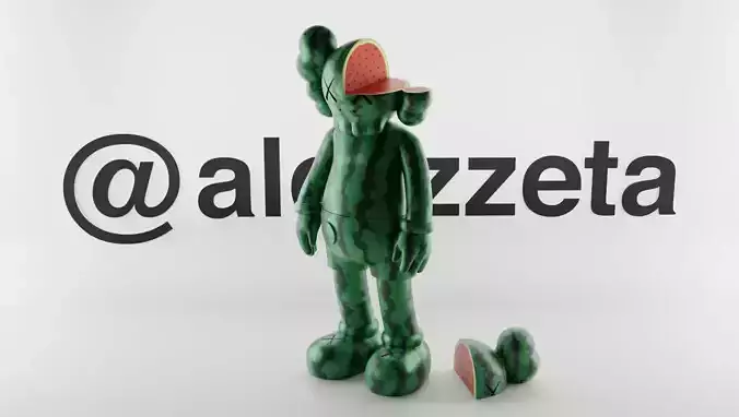 Kaws Watermelon Textured Low-poly 3D model