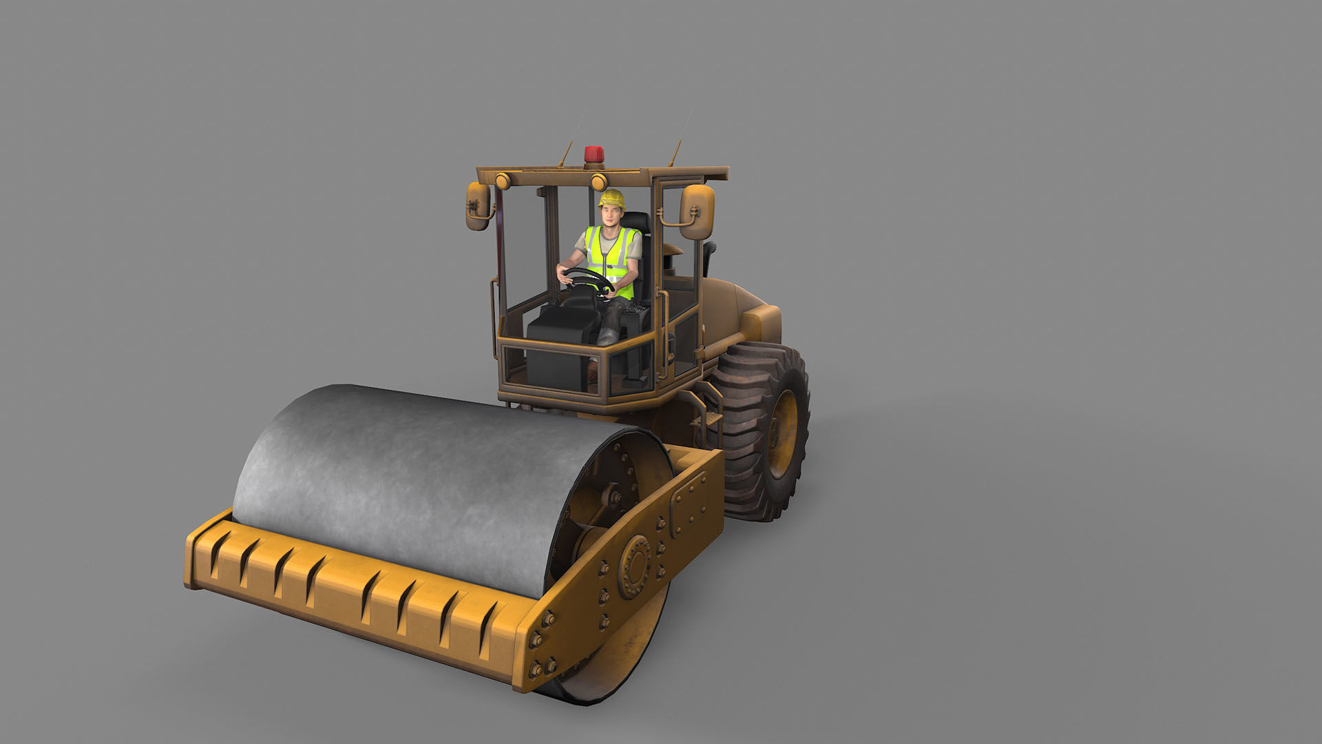 Road Roller Low-poly 3D model_1