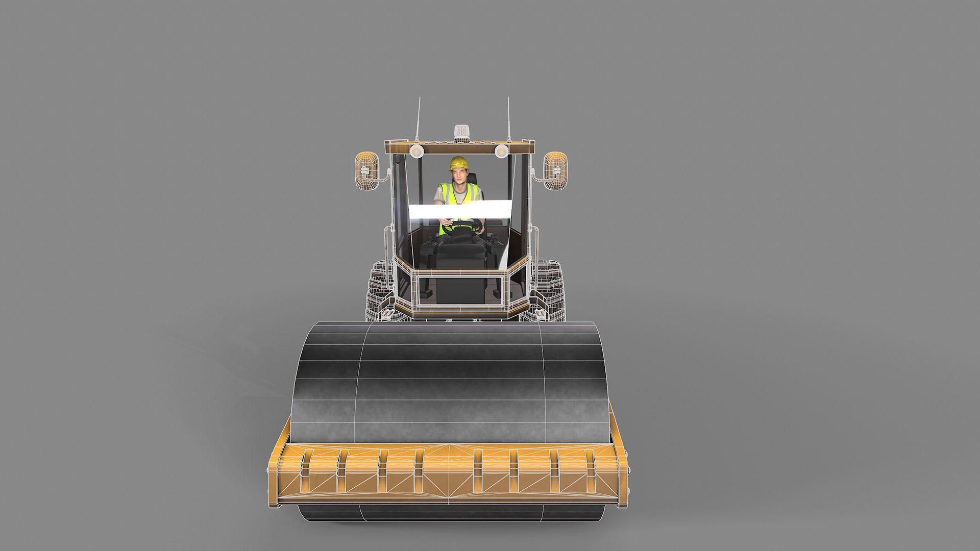 Road Roller Low-poly 3D model_8