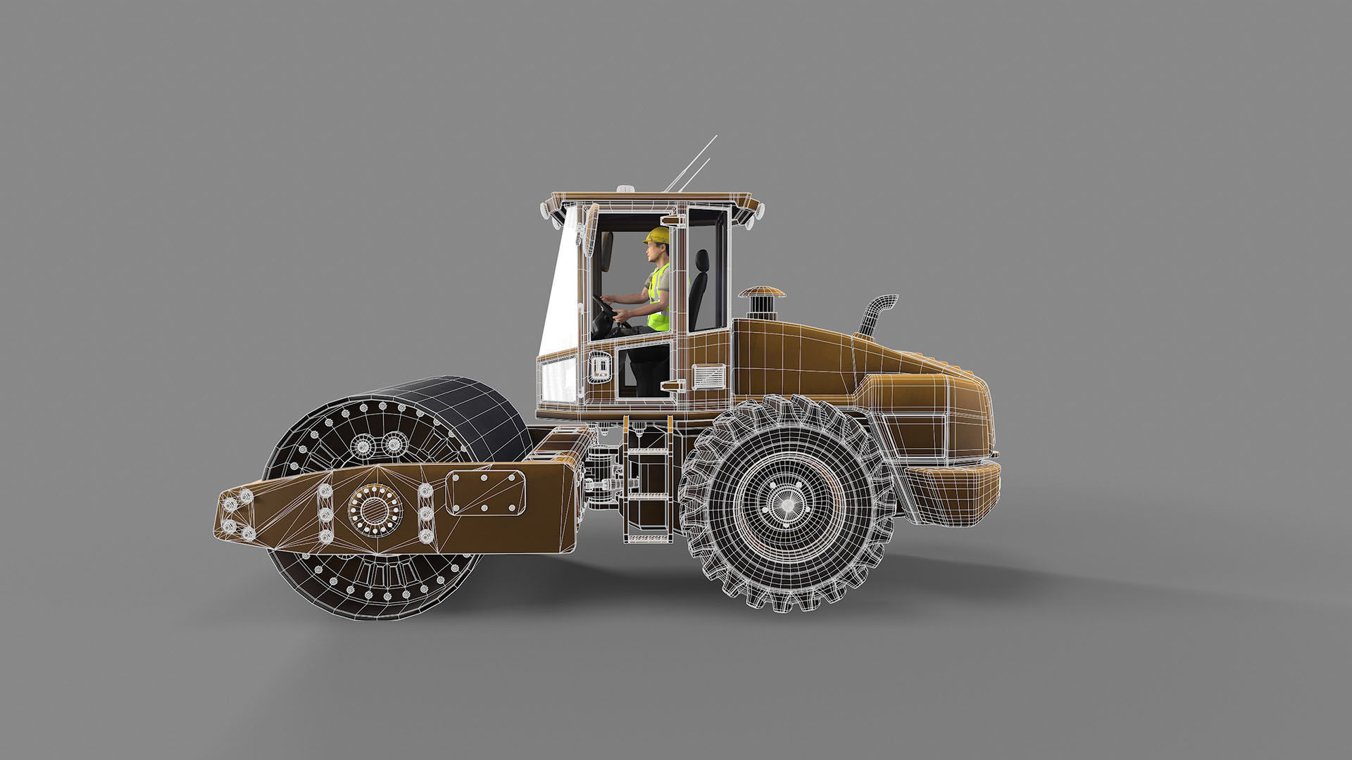 Road Roller Low-poly 3D model_6