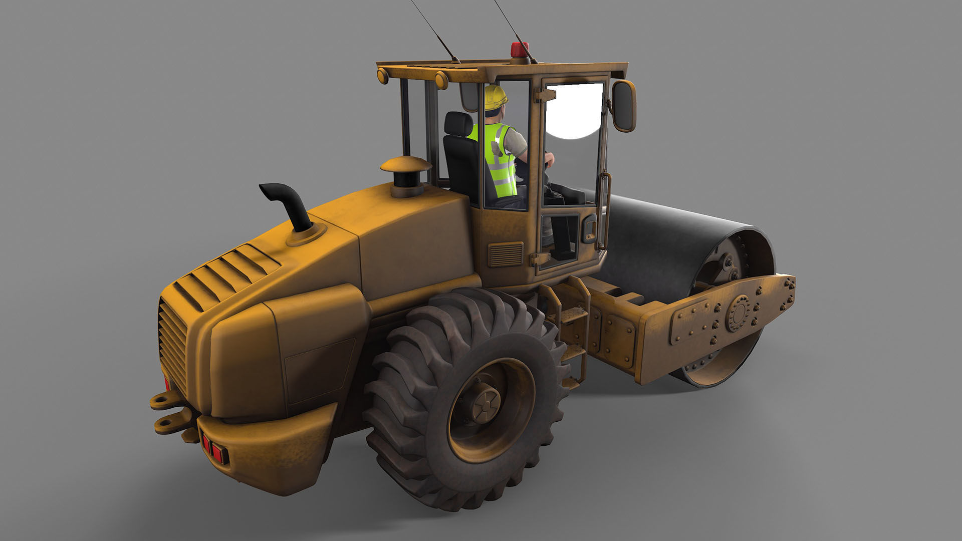 Road Roller Low-poly 3D model_4
