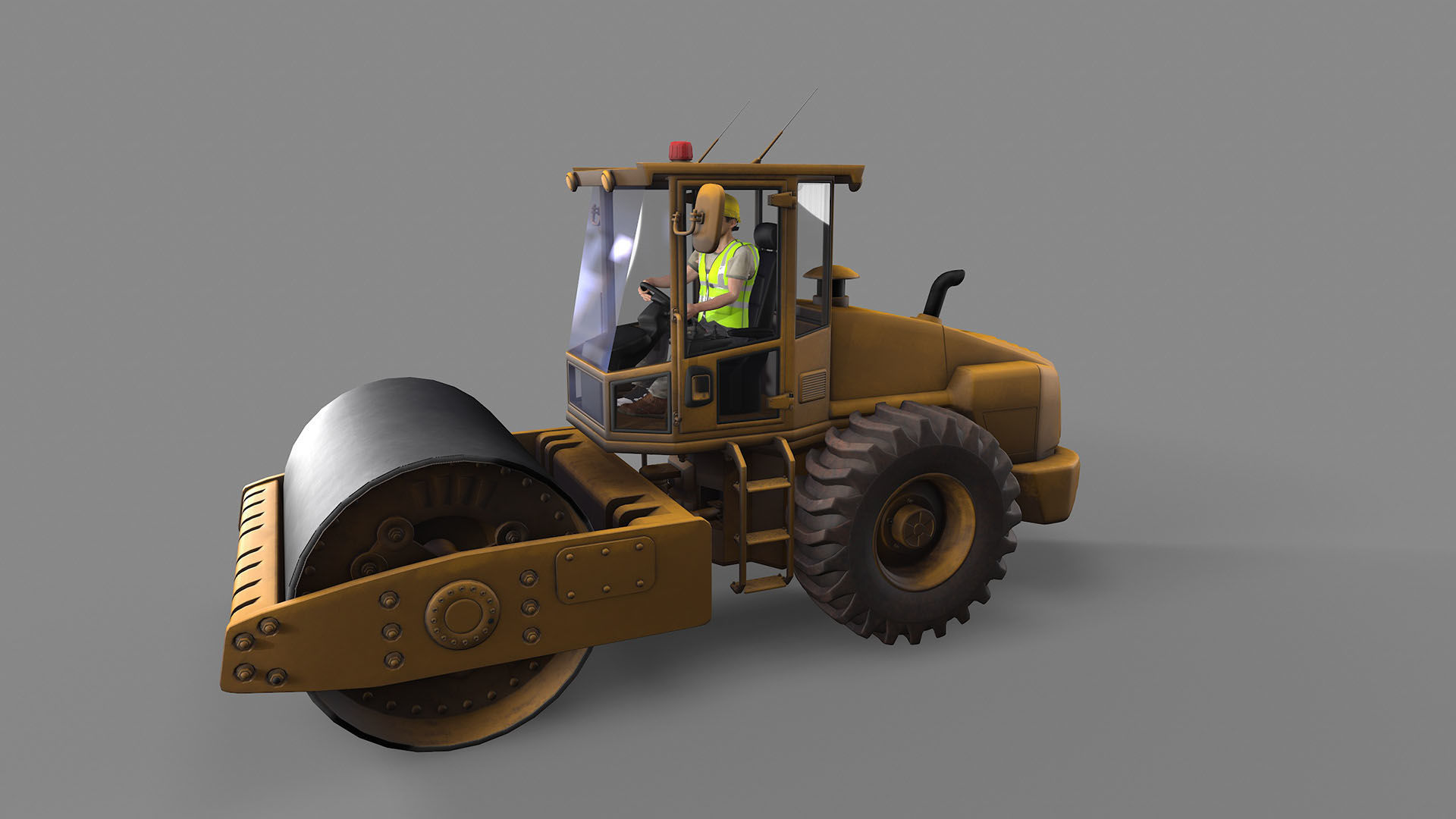 Road Roller Low-poly 3D model_2