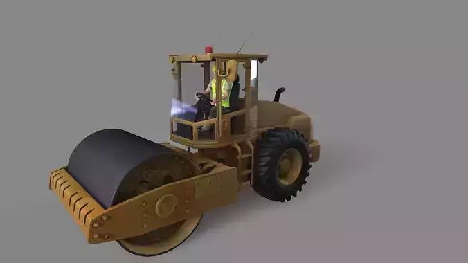 Road Roller Low-poly 3D model