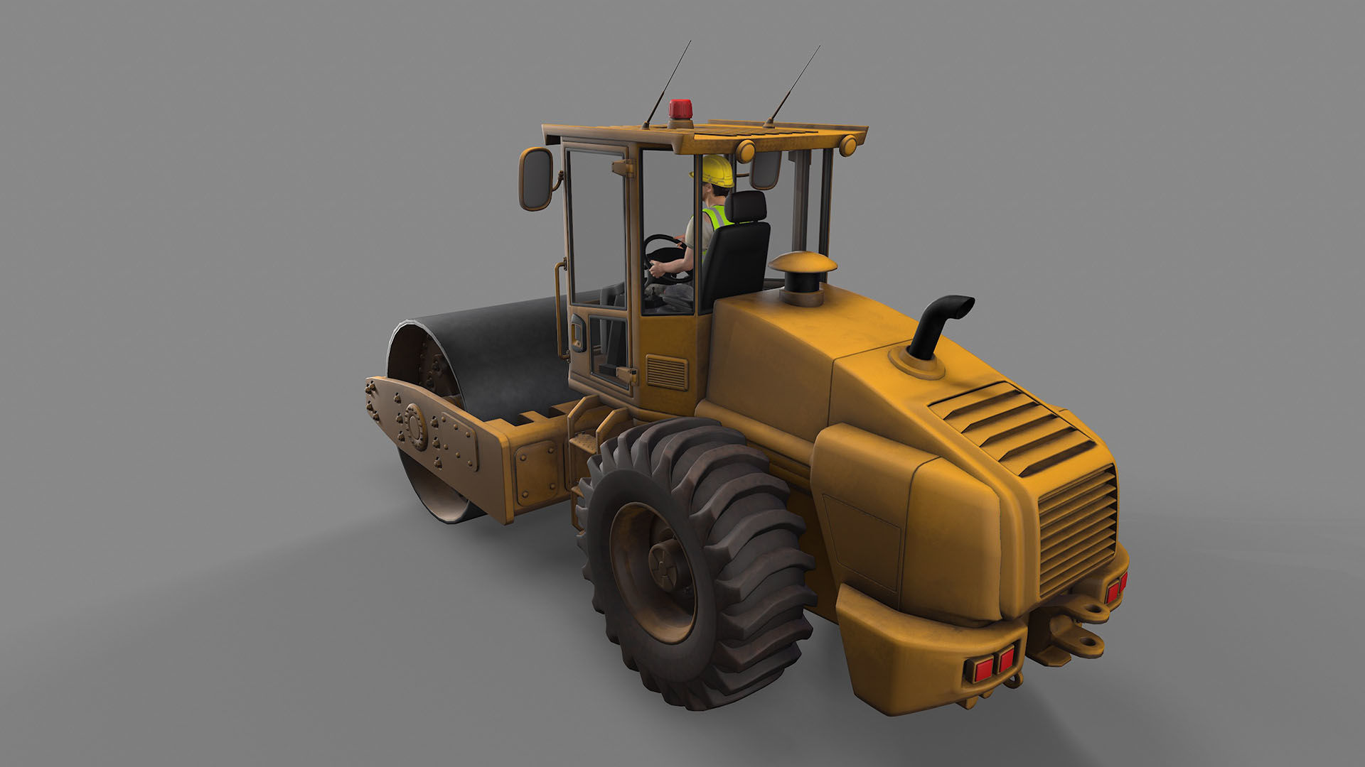Road Roller Low-poly 3D model_3