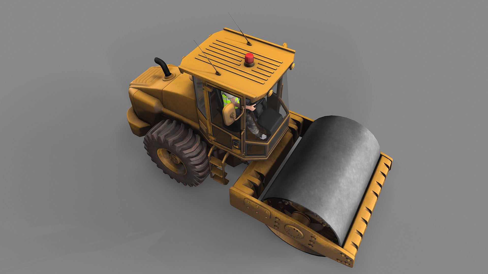 Road Roller Low-poly 3D model_5